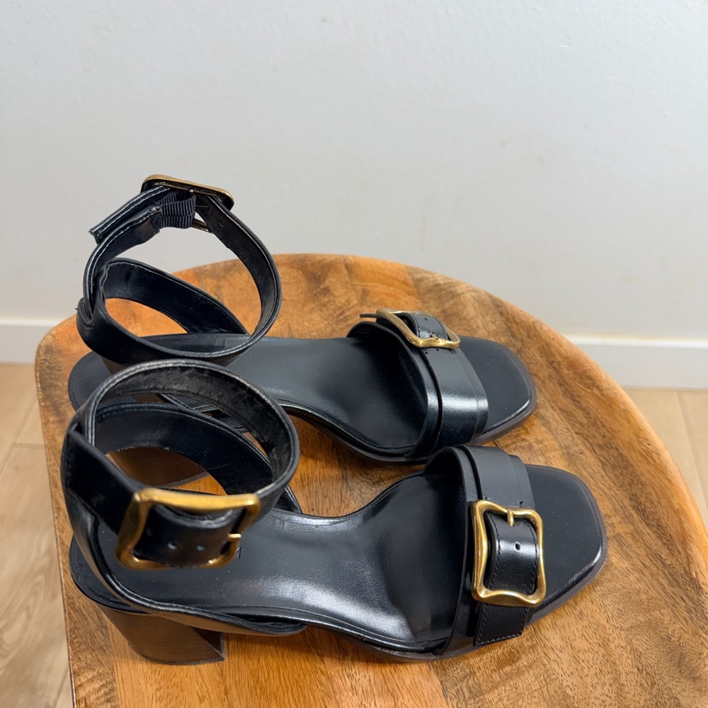 Nordstrom Black Heels with Gold Accents